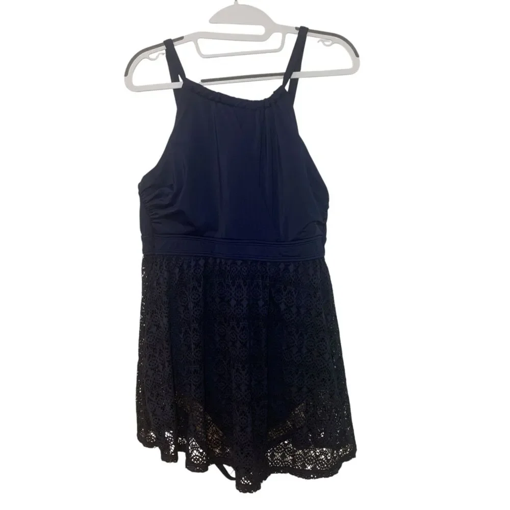 Swim By Cacique Navy Blue Lace Crochet Swim Dress 16 Outdoors Beach Resort